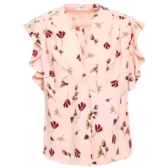 JOIE Ashtina Floral Crepe Cap Sleeve Pink Top NWT sz L - Picture 11 of 14